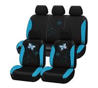 Flying Banner Fashion Lace Colorful Butterfly Car Seat Covers Full Set for 5 Seater(Full Set, Mint Blue)