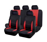 Flying Banner Flat Cloth Universal Fit Car Seat Covers Full Set with Airbag Compatible (Black and Red)