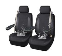 Flying Banner Heavy Duty Waterproof Oxford Front Car Seat Covers, Shoulder Seatbelt and Armrest Compatible, Non-slip Bottom, Universal for Most Cars SUVs(2 Fronts, Black)