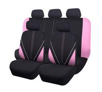 Flying Banner Universal Breathable Mesh Cloth Car Seat Covers Full Set Airbag Compatible Protector (Black and Pink)