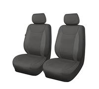 Flying Banner Universal Carbon Fibre Leather Car Seat Covers Airbag Compatible Seat Protector (Front Pair, All Grey)