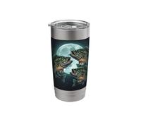 Flying Bass Fish Under The Terrestrial Moon for Fish Lovers Stainless Steel Insulated Tumbler