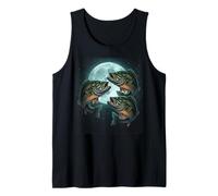 Flying Bass Fish Under The Terrestrial Moon for Fish Lovers Tank Top