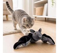 Flying Bat Dog Toy, Flying Bat Toy for Dogs & Cats, Realistic Bats Flight Flapping Wings Interactive Pet Toys, Authentic Chirping/Feather Sounds, Detachable USB Rechargeable Hanging and Ground Play