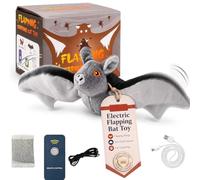 Flying Bat Dog Toy & Interactive Cat Toy - Motion Activated Flapping Wing Pet Toy with Realistic Chirping Sounds, USB Rechargeable Bat with Remote Control, Hanging Rope and Catnip，2PCS
