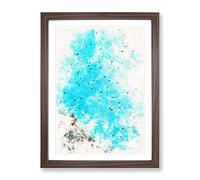 Flying Bats In Rwanda Watercolour Modern Framed Wall Art Print, Ready to Hang Picture for Living Room Bedroom Home Office Décor, Walnut A2 (64 x 46 cm)