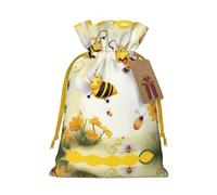 Flying Bees Daisy Honey Christmas Drawstring Sack Gift Bag, Lightweight And Cute In Design