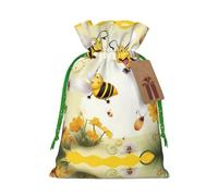 Flying Bees Daisy Honey Christmas Drawstring Sack Gift Bag, Lightweight And Cute In Design