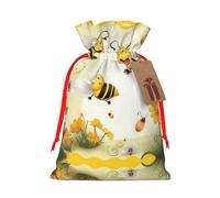 Flying Bees Daisy Honey Christmas Drawstring Sack Gift Bag, Lightweight And Cute In Design