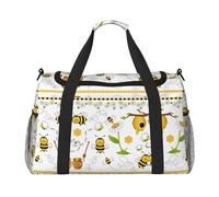 Flying Bees Daisy Honey Hand Travel Bag - Large Reusable Shopping Tote Bag, Perfect for Outdoor Activities, Sports, Camping & Groceries, Black, One Size