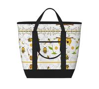 Flying Bees Daisy Honey Large Capacity Insulated Tote Bag - Reusable, and Stylish Tote-Handbag for Work, Picnic, and Travel