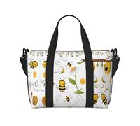 Flying Bees Daisy Honey Patterned Duffel Bag Handbag, can be Worn Crossbody or Shoulder, Suitable for Travel and Camping.