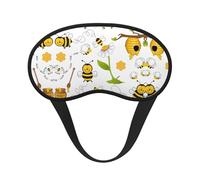 Flying Bees Daisy Honey Print Blackout Sleep Mask - Side Sleeper Eye Cover, Soft Comfort, Perfect for Travel, Meditation