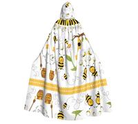 Flying Bees Daisy Honey Print Halloween Hooded Cloak Costume Cape for Party, Carnival, Comic Exhibition, Masquerade - Unisex Adult
