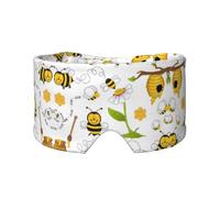 Flying Bees Daisy Honey Print Sleep Eye and Ear Muffs Mask - Adjustable Yoga Travel Headband, Keep Warm Shading Comfortable Aid