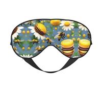 Flying Bees Daisy Honey Print Soft Eye Mask for Women Men Comfortable with Adjustable Strap for Travel Yoga Nap Shift Work