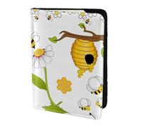 Flying Bees Daisy Honey Printing Passport Holder, Travel Essentials,Card And Passport Anti Theft Wallet,Sized To Fit All Standard Passports
