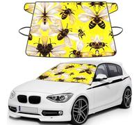 Flying Bees Daisy Honeys Printed Car Windshield Cover for Ice and Snow, Durable Windshield Snow Cover, Sun Protection, Universal Fit 69x42.5''