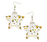 Flying Bees Daisy Statement Earrings for Women, Star Drop Earrings, Elegant Dangle Jewelry for Formal Gatherings