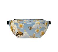 Flying Bees Honey Printed Waist Bag Adjustable Bum Bag Lightweight Travel Waist Fanny Pack Belt for Walking Cycling Hiking Travel