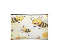 Flying Bees Reusable Paper Cosmetic Bag Waterproof & Lightweight for Travel, School & Daily Use Full-Print Design Women, Students, Eco-Conscious