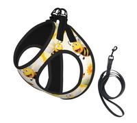 Flying Bees Small Pet Harness Vest - Full Print Design, Adjustable and Reflective for Safety, Suitable for Small Cats and Dogs Pet leash vest