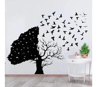 Flying Bird and Tree of Life wall Stickers Abstract Art School Library Study Kid Room Modern Decoration Vinyl wall Decal Gift 55x42cm