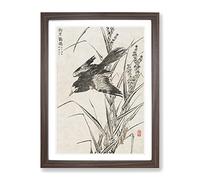 Flying Bird By Kono Bairei Asian Japanese Framed Wall Art Print, Ready to Hang Picture for Living Room Bedroom Home Office Décor, Walnut A3 (34 x 46 cm)
