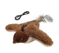 Flying Bird Cat Toy, 2026 New Interactive Chirping Flying Bird Cat Toy, Rechargeable Touch Activated Flapping Birds Cat Toys with Catnip for Indoor Cats Adult to Chase Bite Chew and Kick (Brown)