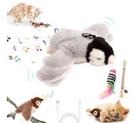 Flying Bird Cat Toy, Cat Flying Bird Toy, Cat Toy Flying Bird, Flying Bird for Cats, Electronic Flying Bird Cat Toy, The Wings Are Movable, The Sound Comes Out when Touched (C, Without remote control)