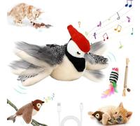 Flying Bird Cat Toy, Cat Flying Bird Toy, Cat Toy Flying Bird, Flying Bird for Cats, Electronic Flying Bird Cat Toy, The Wings Are Movable, The Sound Comes Out when Touched (B, Without remote control)