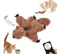 Flying Bird Cat Toy, Rechargeable Flapping Bird Sparrow, Flapping Wings & Lifelike Chirp Interactive Kitten Exercise for Cats Kittens Pet Indoor, Cats Birds Toy Flying with Feather Tail (Honey)