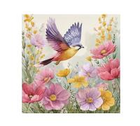 Flying Bird & Colorful Garden Flowers Pattern Cloth Napkins 20"X 20" Reusable Soft Napkin Dinner Cloth Napkin Home Decor Table Serviettes for Kitchen Wedding Daily Use