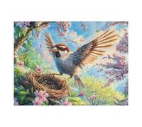 Flying Bird Floral Forest 500 Piece Complete Jigsaw Puzzle Set Teens Beginners Mind Relaxation Puzzle Fans Group Play Anniversary Fathers Gift Thick Cardboard 500 PCS