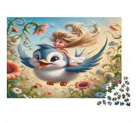 Flying Bird Girl Teen Puzzle Fans Jigsaw 1000 Pieces for Decompression And Wall Decor Fun And Challenging 52x38cm/1000pcs