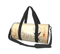 Flying Bird Musical Notes -Print Round Travel Bag Large Capacity Duffel with Multiple Pockets Lightweight Foldable for Gym Weekend Trips.