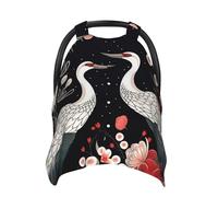 Flying Birds Crane Heron Baby Car Seat Canopy Cover, Multi Use Breathable Nursing Breastfeeding Covers for Mom Soft Stroller Sun Shade Newborn Shower Gift