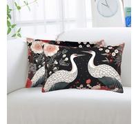 Flying Birds Crane Heron Microfiber Pillow Cases Set of 2,Comfort Ultra Soft Throw Pillow Cover Farmhouse Decorative Pillow Cases with Hidden Zipper for Sofa Couch Bed Standard Queen Size 16"X24"
