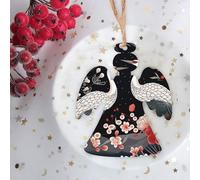 Flying Birds Crane Heron Wooden Christmas Ornaments Predrilled Wooden Crafts Xmas Tree Hanging Ornaments Farmhouse Tree Decor for Xmas Winter New Year Party Holiday Home Angel Shape,6 Pcs