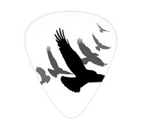 Flying Birds Guitar Picks Picks 12 Pack with Thin Box,Grayscale Silhouettes of Flying Birds Migrating Animals Freedom Theme,Special Guitar Plectrums Gift Set for Guitarist,Black And White