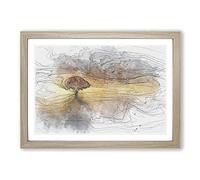 Flying Birds Over a Lone Tree in Abstract Framed Print | A2 Oak Framed Wall Art | Ready to Hang | Abstract Floral Picture | Living Room Bedroom Lounge Office