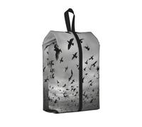 Flying Birds Printed Travel Shoe Storage Bag Waterproof Jacquard Fabric is Lightweight, with Strong Handle and Central Zipper.