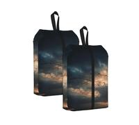 Flying Birds Printed Travel Shoe Storage Bag Waterproof Jacquard Fabric is Lightweight, with Strong Handle and Central Zipper.
