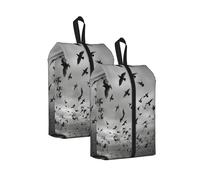 Flying Birds Printed Travel Shoe Storage Bag Waterproof Jacquard Fabric is Lightweight, with Strong Handle and Central Zipper.