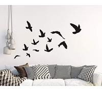 Flying Birds Wall Decal, Set of 12 Vinyl Wall Decal for Office Home Decor Room Art, Birds Wall Sticker for Living Room(Y32) Black