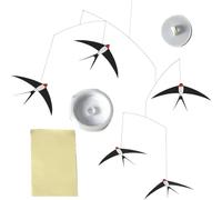 Flying Birds Wall Decor | 5pcs Indoor Wind Chime Flying Swallows | Bird Mobile Hanger, Handcrafted Home Decor for Bedroom, Living Room, and Kitchen
