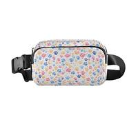 Flying Bitcoins and Snowflakes Oil Painting Women Men Teens Stylish Fanny Pack Waist Bag for Travel Shopping Running, Cute Dog Paws, One Size