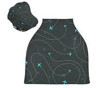 Flying Blue Airplane Art Stretchy Baby Car Seat Cover,Canopy Nursing Covers,Soft Breathable Windproof Scarf Changepad for Winter Infant Breastfeeding Boys