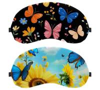 Flying Butterflies Among The Sunflower 2-Pack Light-Blocking Soft Breathable Eye Masks Sleep Mask Eye Patch