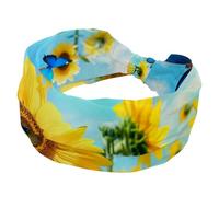 Flying Butterflies among the Sunflower Womens Headband, Twisted Cross Sport Hairbands, Non-Slip Headbands for Girl, Yoga Workout Sweat Head Wrap